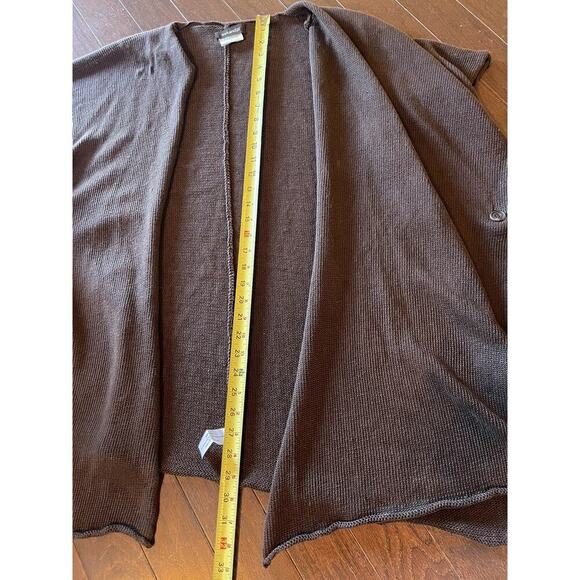 Eskandar Shawl Collar Jacket Wide Knit Open Poncho Linen One Size Brown Scotland - Picture 7 of 7